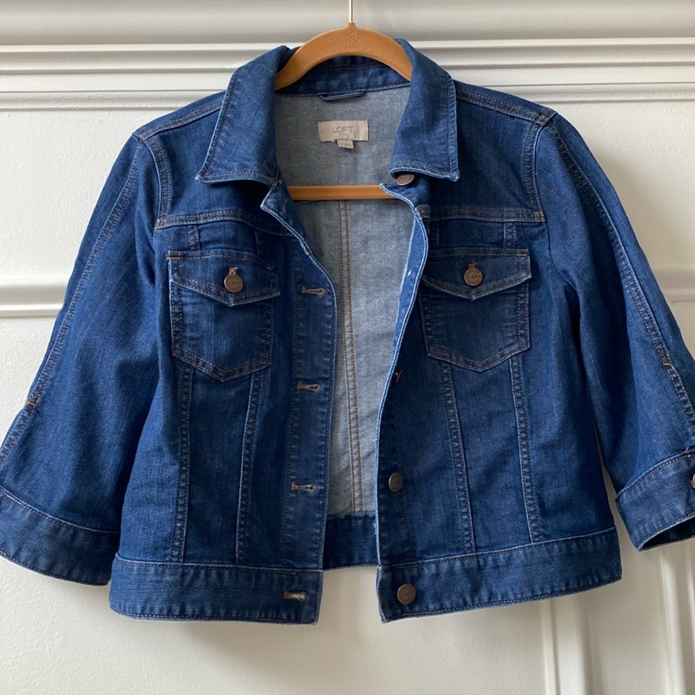 Loft, three-quarter sleeve crop jean jacket